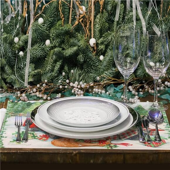 Christmas Placemats Set of 6, Cotton Burlap Red Truck Table Mats, 12x16 inch - Picture 5 of 7